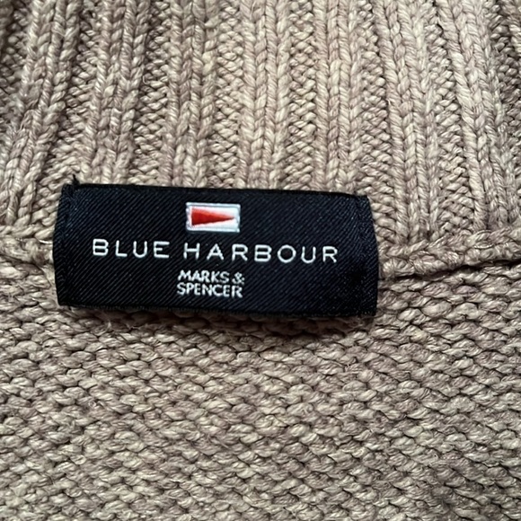 BLUE HARBOR BY MARKS & SPENCER 1/4 ZIP SWEATER Silk Blend MEN'S Sz XL - Picture 3 of 8